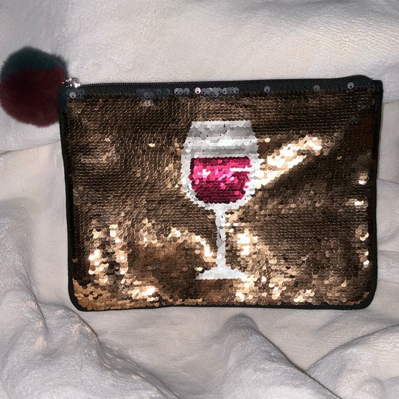 Stella & Dot Sequin Cosmetic Pouch Wine Glass 🍷 - Picture 13 of 16
